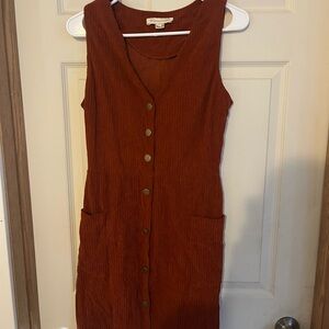 Monteau Terracotta Button-Front Midi Dress